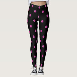 Extravaganter rosa und schwarzer Retro-Polka-Punkt Leggings