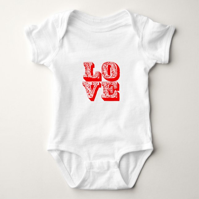 Extravaganter Roter Liebe Platz Baby Strampler (Vorderseite)