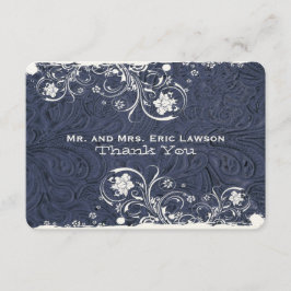 Extravaganter rustikaler blauer lederner Blick Dankeskarte