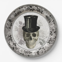 Extravaganter Schädel in einem Top Hat Vintagen Ha