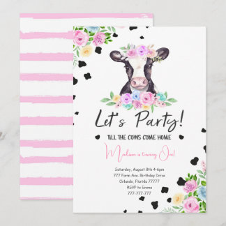 Extravaganter Schriftart Kuh Geburtstag Einladung