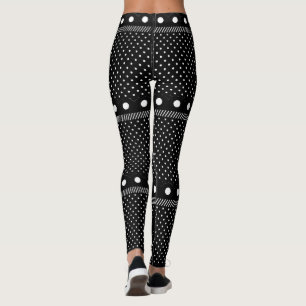 Extravaganter Schwarz-Weiß-Ränder-Polka-Dot Leggings