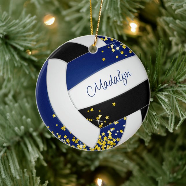 extravaganter schwarzer Volleyball mit goldenen St Keramik Ornament (Baum)