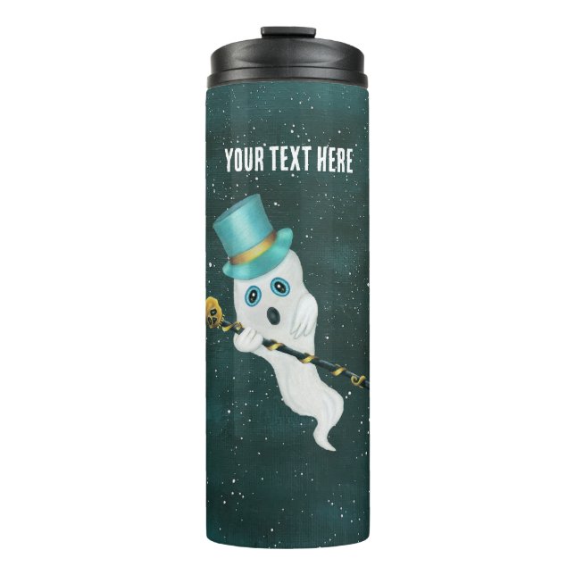 Extravaganter, schwebender Ghost-Top-Hat-Skull-Kan Thermosbecher (Vorderseite)