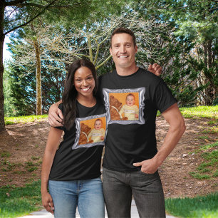 Extravaganter Silber-Rahmen Foto hier Unisex hinzu T-Shirt