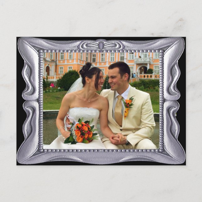 Extravaganter Silver Frame Foto hinzufügen Postkarte (Vorderseite)