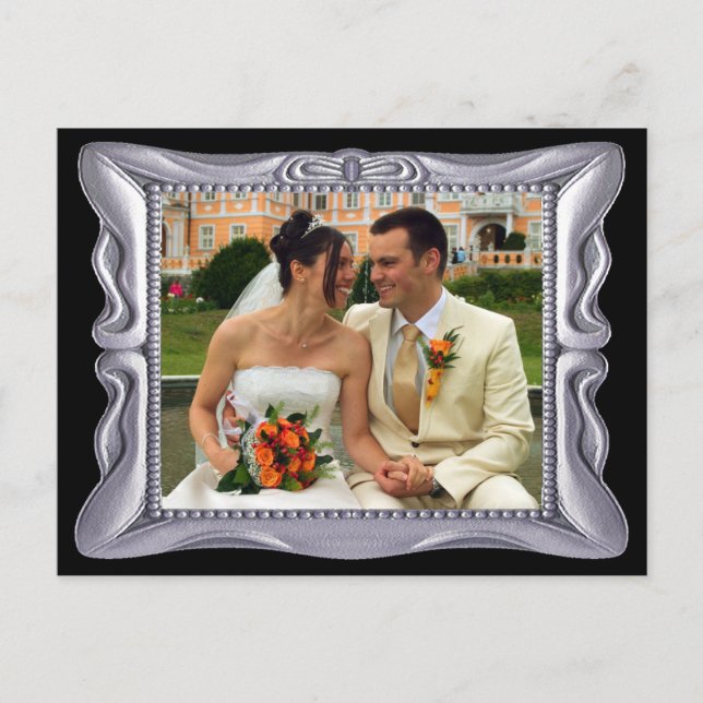 Extravaganter Silver Frame Foto hinzufügen Postkarte (Vorderseite)