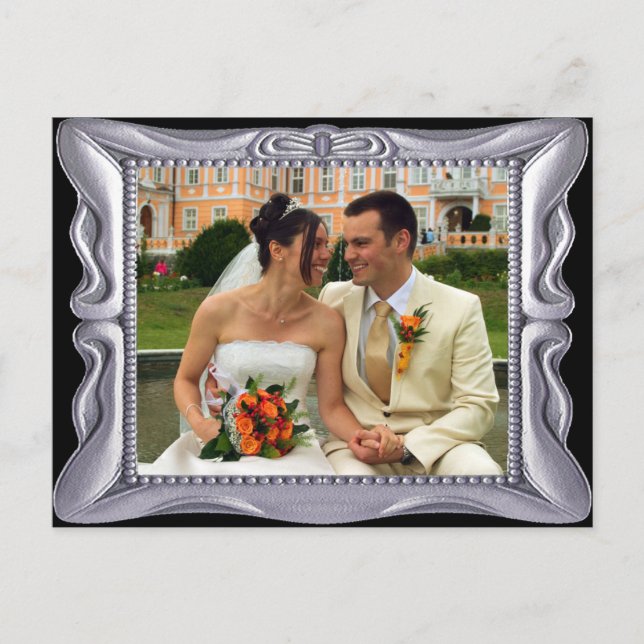 Extravaganter Silver Frame Foto hinzufügen Postkarte (Vorderseite)