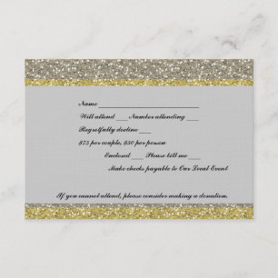 Extravaganter Silver Gold Glitzer Event UAWG RSVP Karte