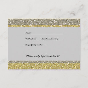 Extravaganter Silver Gold Glitzer UAWG RSVP Karte