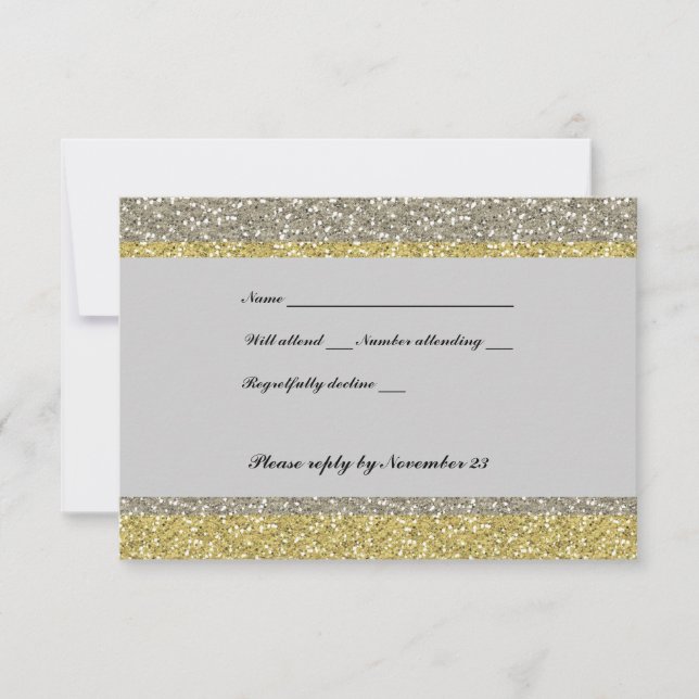 Extravaganter Silver Gold Glitzer UAWG RSVP Karte (Vorderseite)