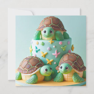 EXTRAVAGANTER TURTLE BIRTHDAY CAKE EINLADUNG