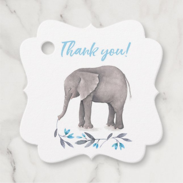 Extravaganter viereckiger Elefant Baby Dusche Lieb Geschenkanhänger (Vorderseite)