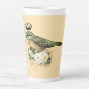 Extravaganter Vogel auf Peach Milchtasse