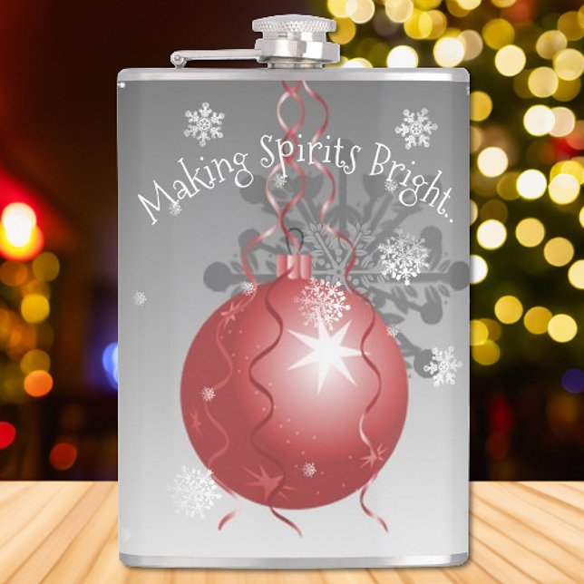 Extravaganter Weihnachtsanstrich Flachmann (Red Fancy Christmas Ornament Flask)