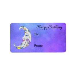 Extravaganter Weißer Halbmond Hübscher Himmel Lila Adressaufkleber