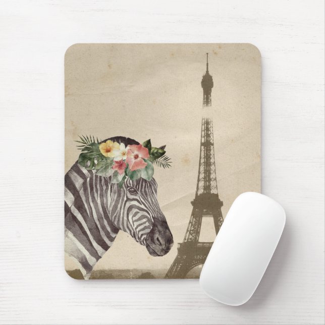 Extravaganter Zebra- und Eiffelturm Mousepad (Mit Mouse)