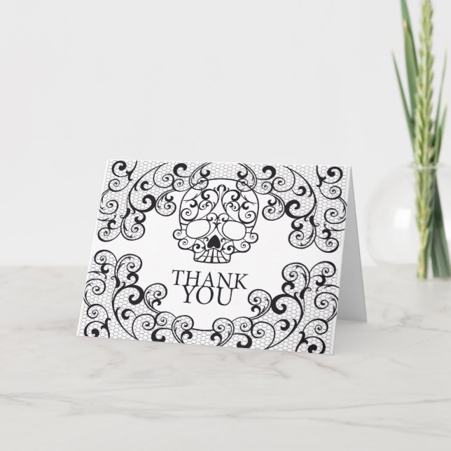 Extravaganter Zuckerschädel danken Ihnen Karten (Vorderseite)