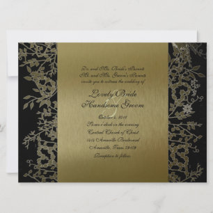 Extravagantes Black Gold Metallic Garden Hochzeit Einladung