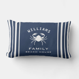 Extravagantes Blue White Crab Familienname Beach H Lendenkissen