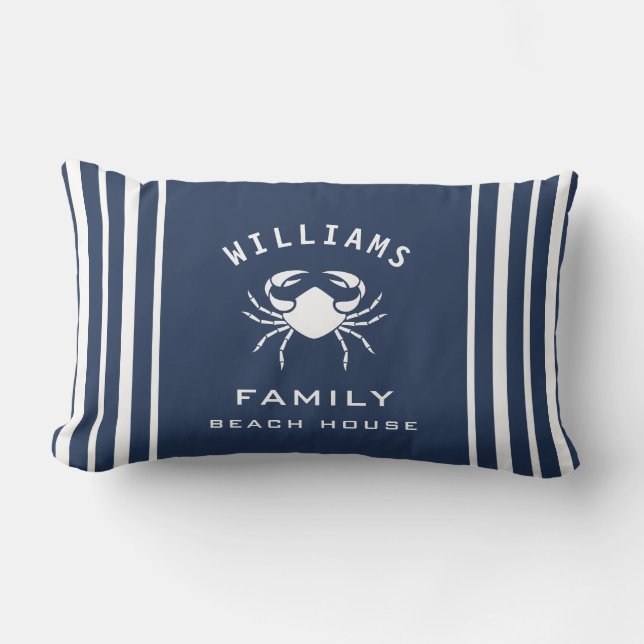Extravagantes Blue White Crab Familienname Beach H Lendenkissen (Vorderseite)