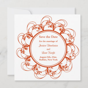 Extravagantes Blumenmuster Save the Date (orange)