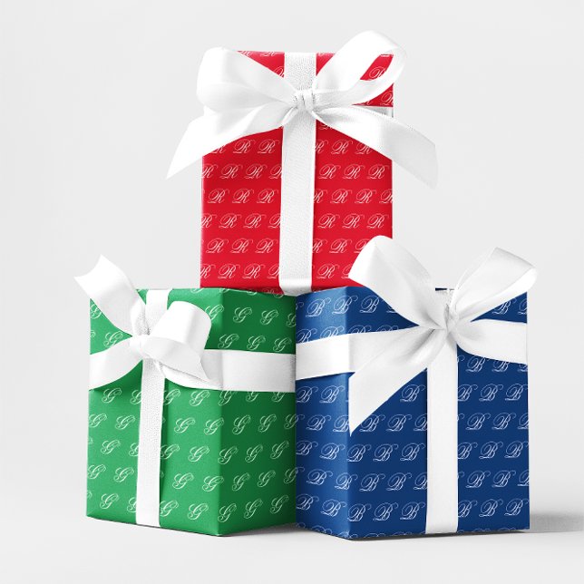 Extravagantes Calligraphisches Monogramm-Set Geschenkpapier Set (Fancy Classic Calligraphy Monogram Set Wrapping Paper Sheets)