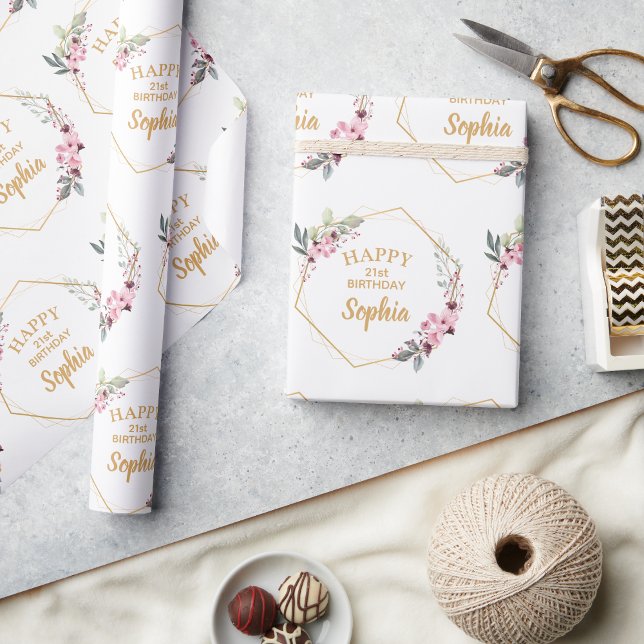 Extravagantes Cherry Blossom 21. Geburtstagswrappi Geschenkpapier (Elevate Your Gift with Floral Elegance! 🌸✨)
