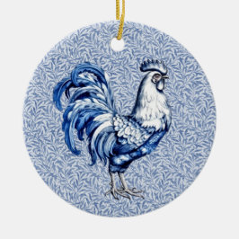 Extravagantes Delft-Blau-Weiß-Roster-Huhn Keramik Ornament