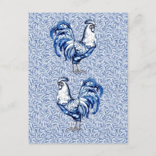 Extravagantes Delft-Blau-Weiß-Roster-Huhn Postkarte