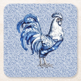 Extravagantes Delft-Blau-Weiß-Roster-Huhn Rechteckiger Pappuntersetzer