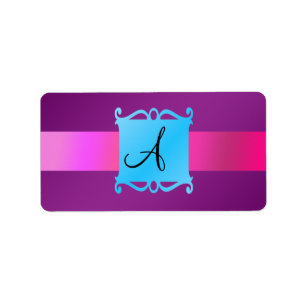 Extravagantes Emblem des lila Monogramms Adressaufkleber