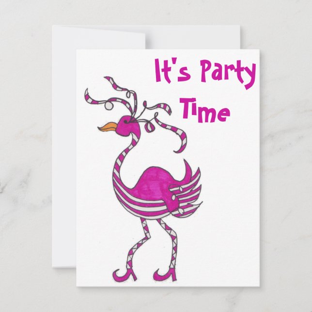 Extravagantes Flamingo Party Zeiteinladung Einladung (Vorderseite)
