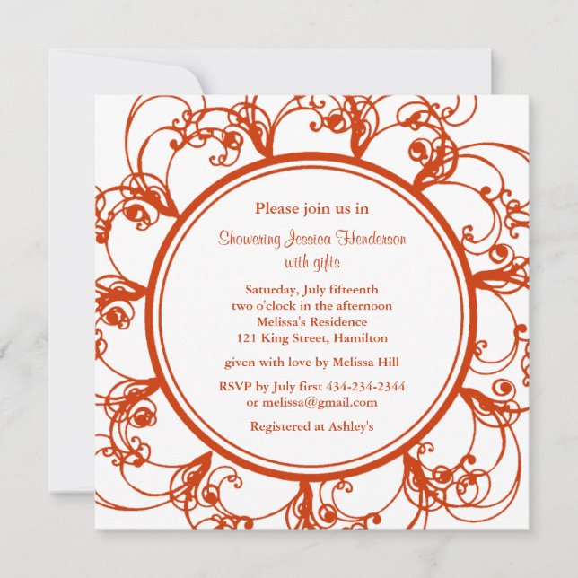 Extravagantes florales Brautparty Einladung (orang (Vorderseite)