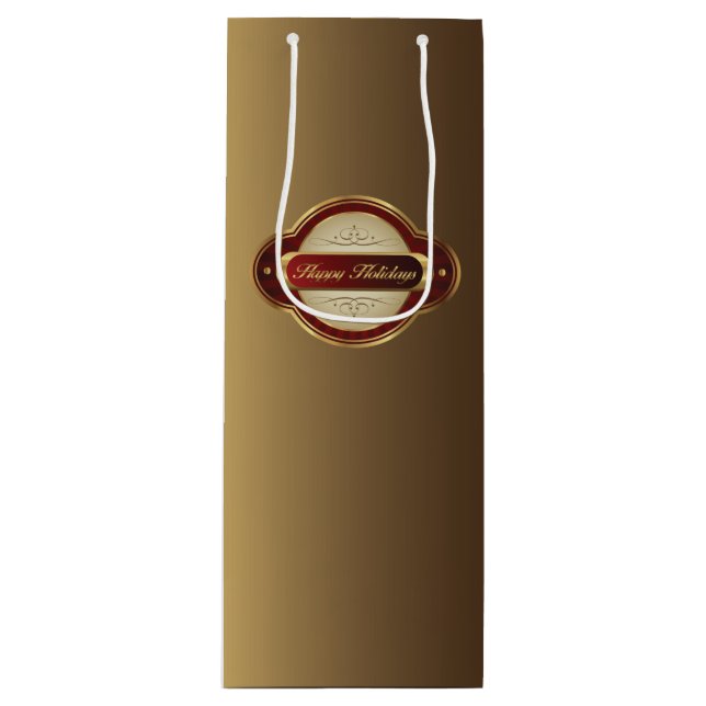 Extravagantes Gold & Burgund Weinbeutel Geschenktüte Für Weinflaschen (Vorderseite)