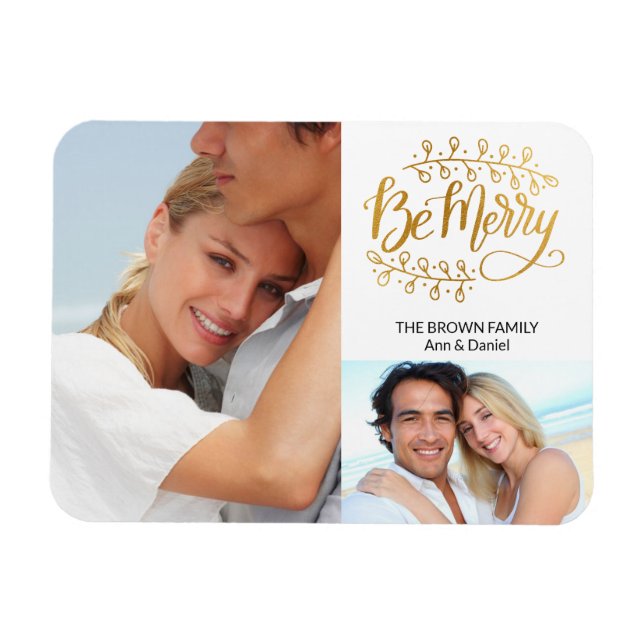 Extravagantes Gold in 2 Fotocollage Holiday Magnet (Horizontal)