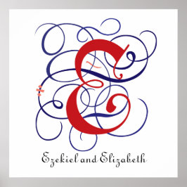 Extravagantes Gothic Caps Letter E, 300dpi PNG Pos Poster