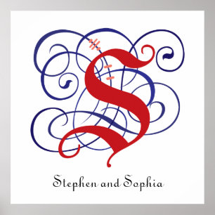 Extravagantes Gothic Caps Letter S, 300dpi PNG Pos Poster