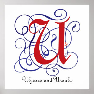 Extravagantes Gothic Caps Letter U, 300dpi PNG Pos Poster