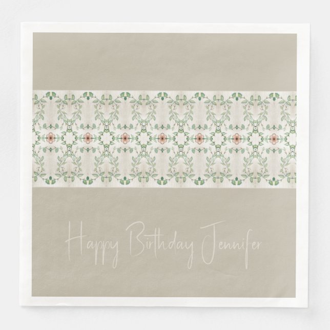 Extravagantes Grau mit Blumenmuster Serviette (Vorderseite)