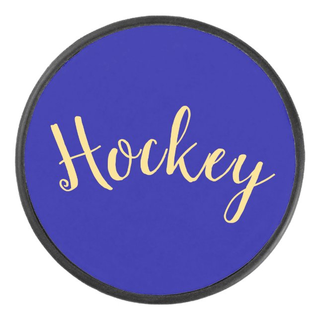 Extravagantes Hockey-Script mit reichhaltigem Roya Eishockey Puck (Vorderseite)