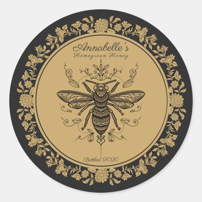 Extravagantes Honiglabel Runder Aufkleber (Vorderseite)