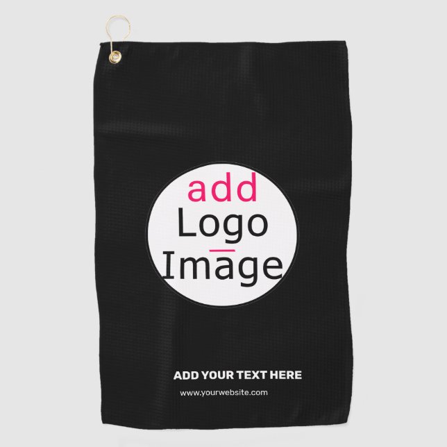 Extravagantes, individuelles Logo schwarz Golfhandtuch (Vorderseite)