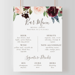 Extravagantes klassisches Bar-Menü für Hochzeiten Poster