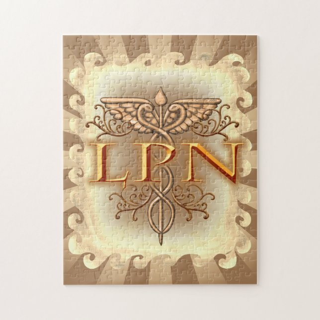 Extravagantes Kupfer Caduceus LPN Nurse Puzzle (Vertikal)