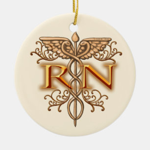 Extravagantes Kupfer Caduceus RN Nurse Keramikornament
