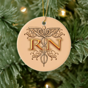 Extravagantes Kupfer Caduceus RN Nurse Keramikornament