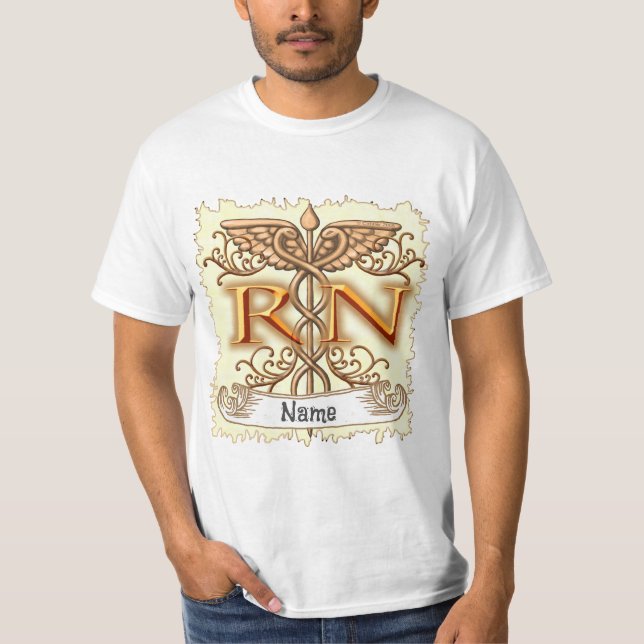 Extravagantes Kupfer Caduceus RN Nurse T-Shirt (Vorderseite)