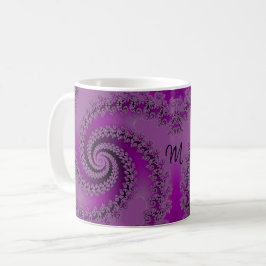 Extravagantes Lila Double Spiral-Fraktal mit Monog Kaffeetasse