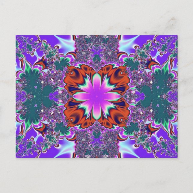 Extravagantes Lila Fraktal Postkarte (Vorderseite)